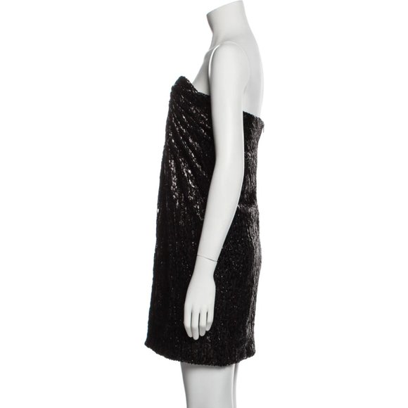 NWT Saint Laurent Strapless gathered metallic fil coupé mini dress FR38/US6 - Picture 7 of 9